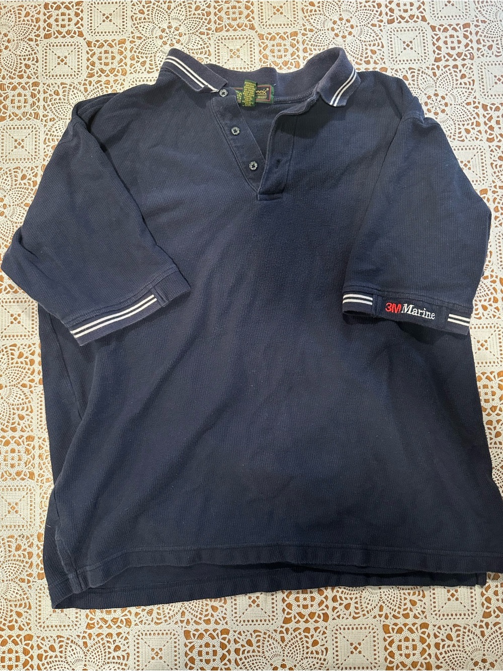 Vintage Cross Creek 3M Marine Polo Shirt Mens XL Navy Embroidered 90s